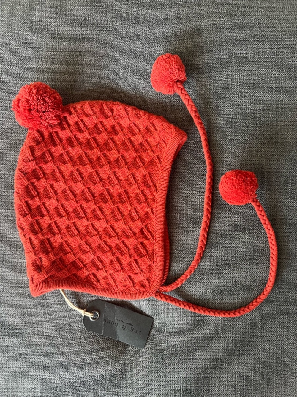 rag & bone Pom-Pom detail beanie burnt orange cashmere wool blend knit hat